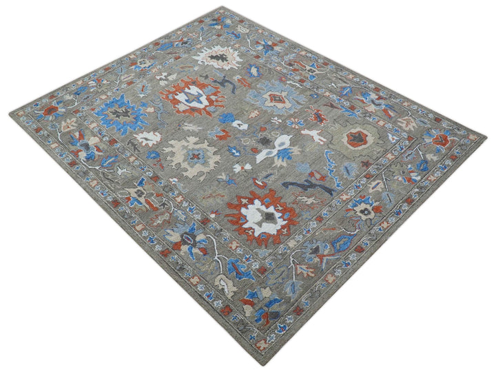 Eve Custom Made Traditional Gray Oushak Hand Tufted wool rug - The Rug Decor