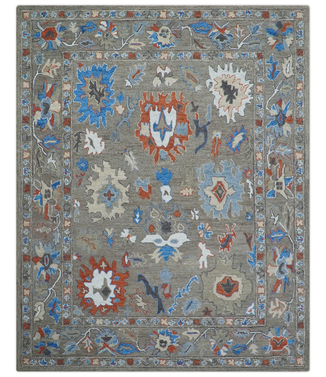 Eve Custom Made Traditional Gray Oushak Hand Tufted wool rug - The Rug Decor