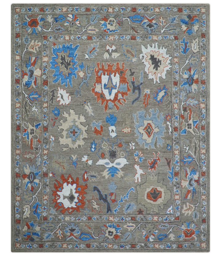 Eve Custom Made Traditional Gray Oushak Hand Tufted wool rug - The Rug Decor