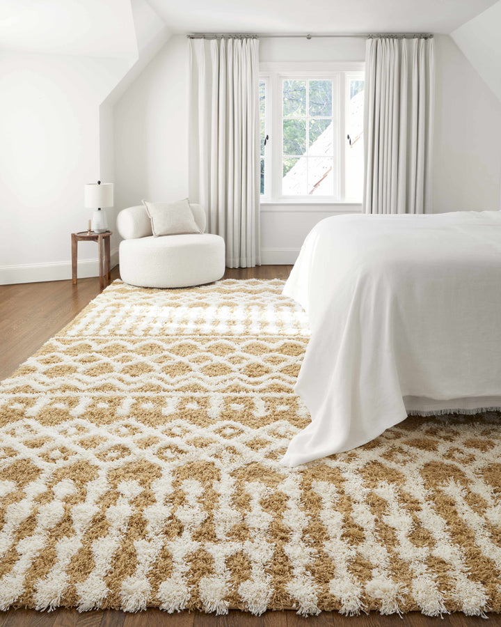 Evely Contemporary Style Camel And Ivory Area Rug