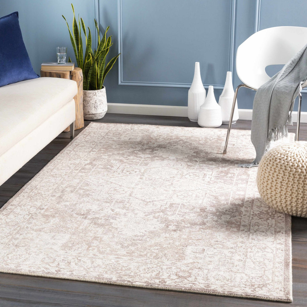 Evercreech Ivory And Beige Traditional Style Hand Loom Area Rug - The Rug Decor