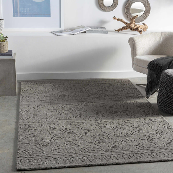 Eversholt Charcoal Modern Solid Design Handloom Area Rug