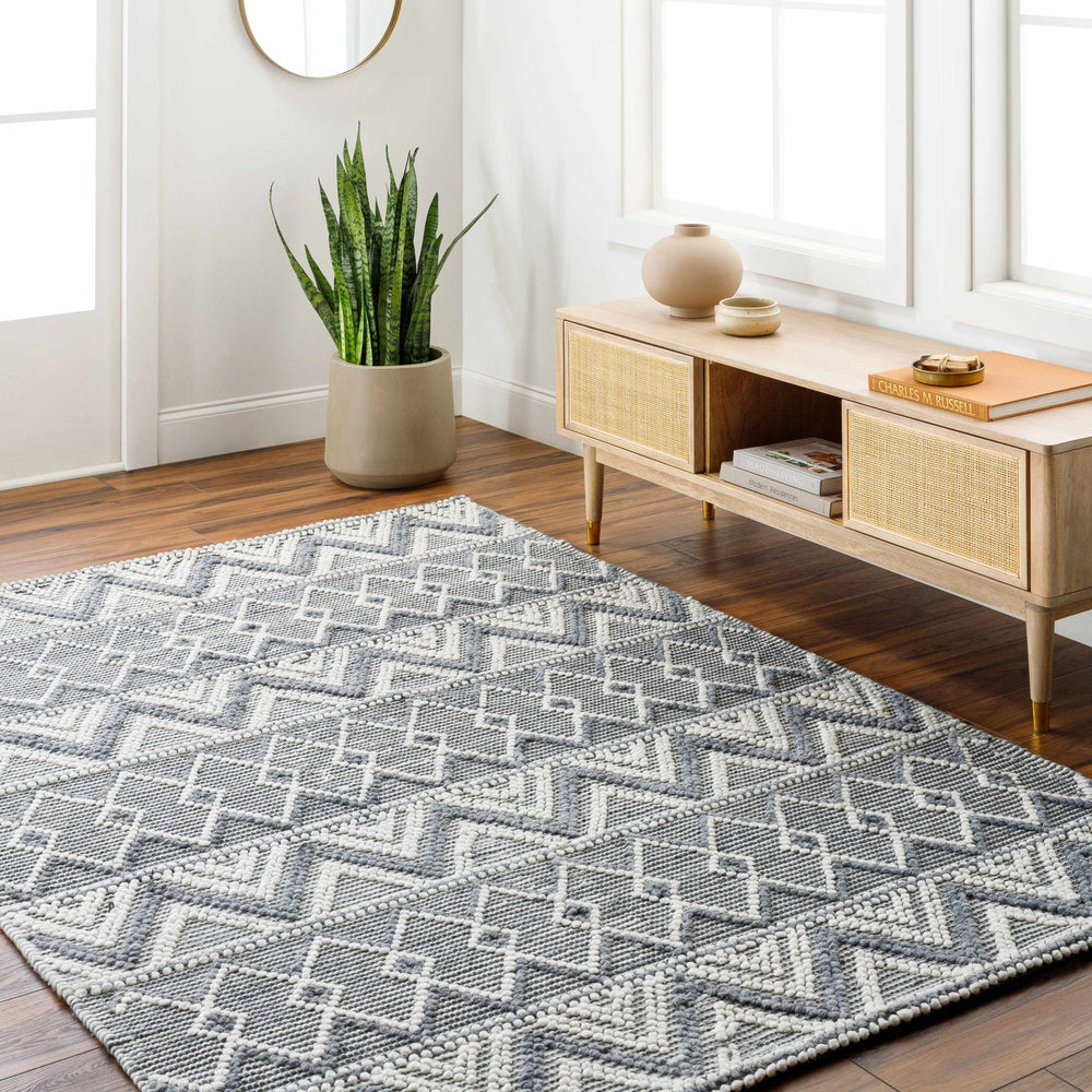 Evita Contemporary Geometrical Gray And Ivory Area Rug - The Rug Decor
