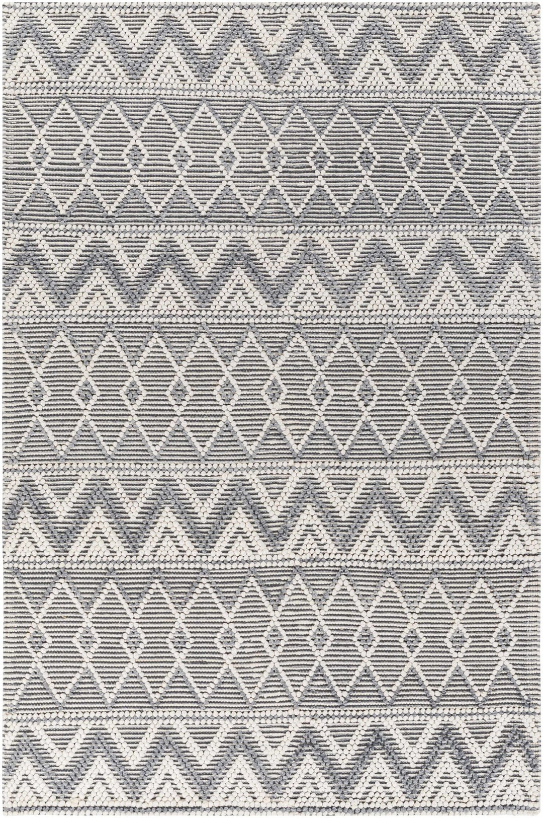 Evita Contemporary Geometrical Gray And Ivory Area Rug - The Rug Decor