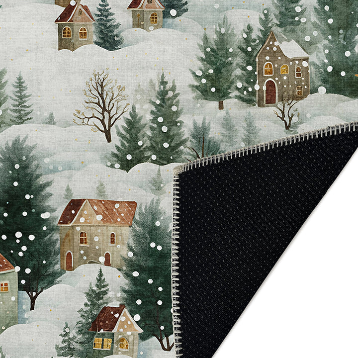 Evolin Christmas Green Machine Washable Cotton Area Rug - The Rug Decor