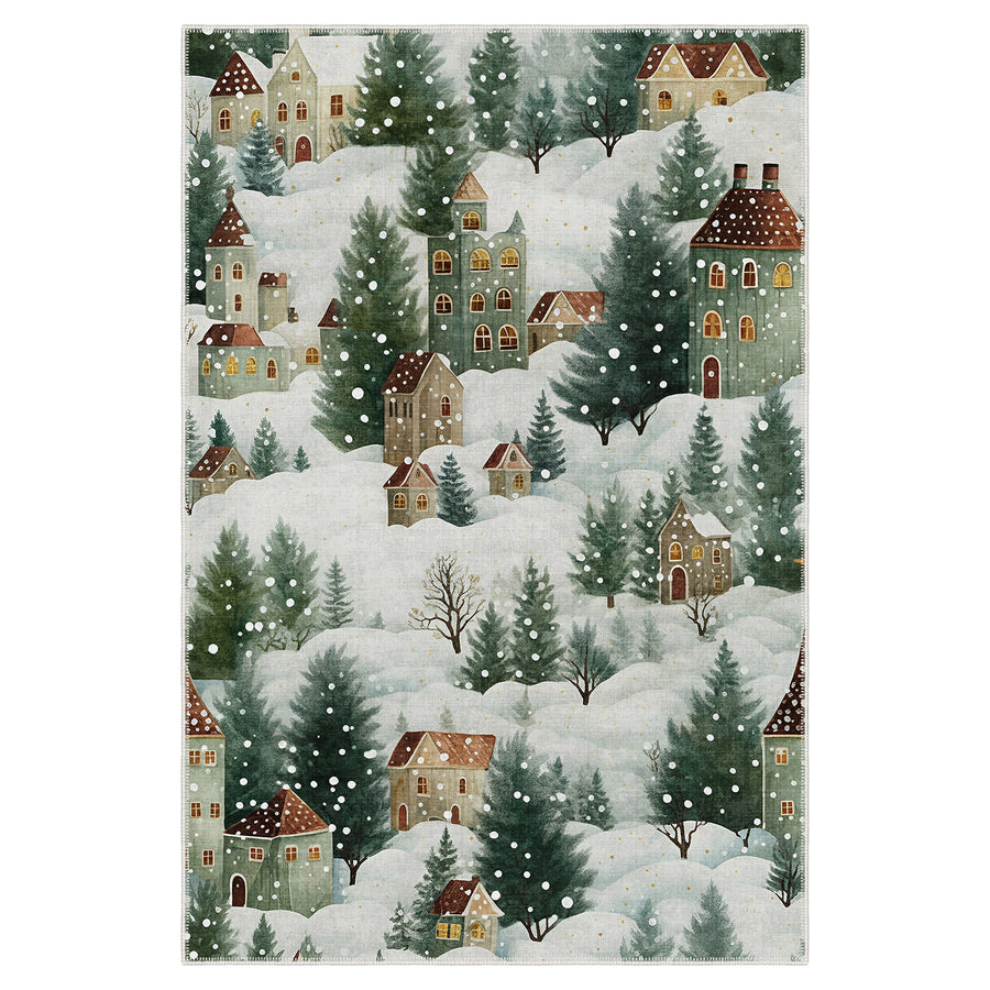 Evolin Christmas Green Machine Washable Cotton Area Rug - The Rug Decor