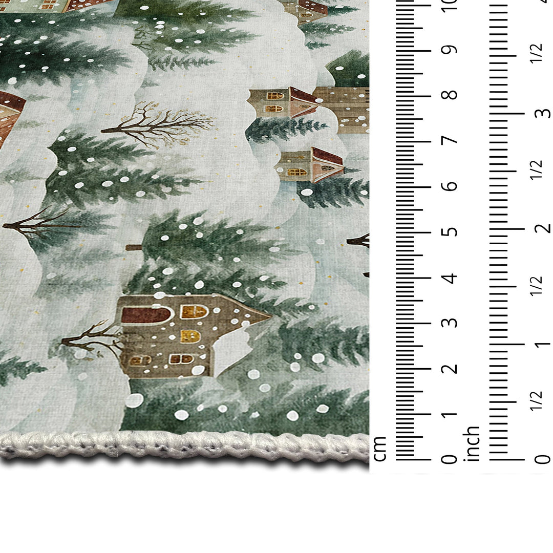 Evolin Christmas Green Machine Washable Cotton Area Rug - The Rug Decor