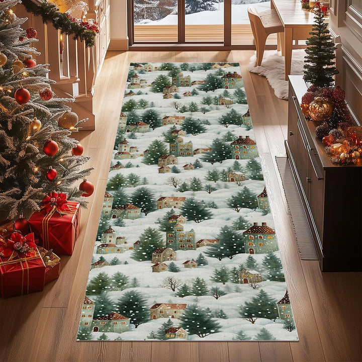 Evolin Christmas Green Machine Washable Cotton Area Rug - The Rug Decor