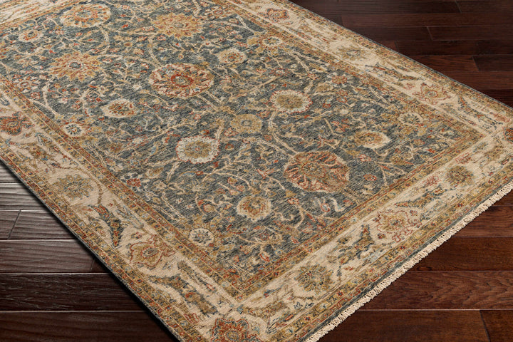 Ewhurst Beige And Charcoal Traditional Floral Design Area Rug