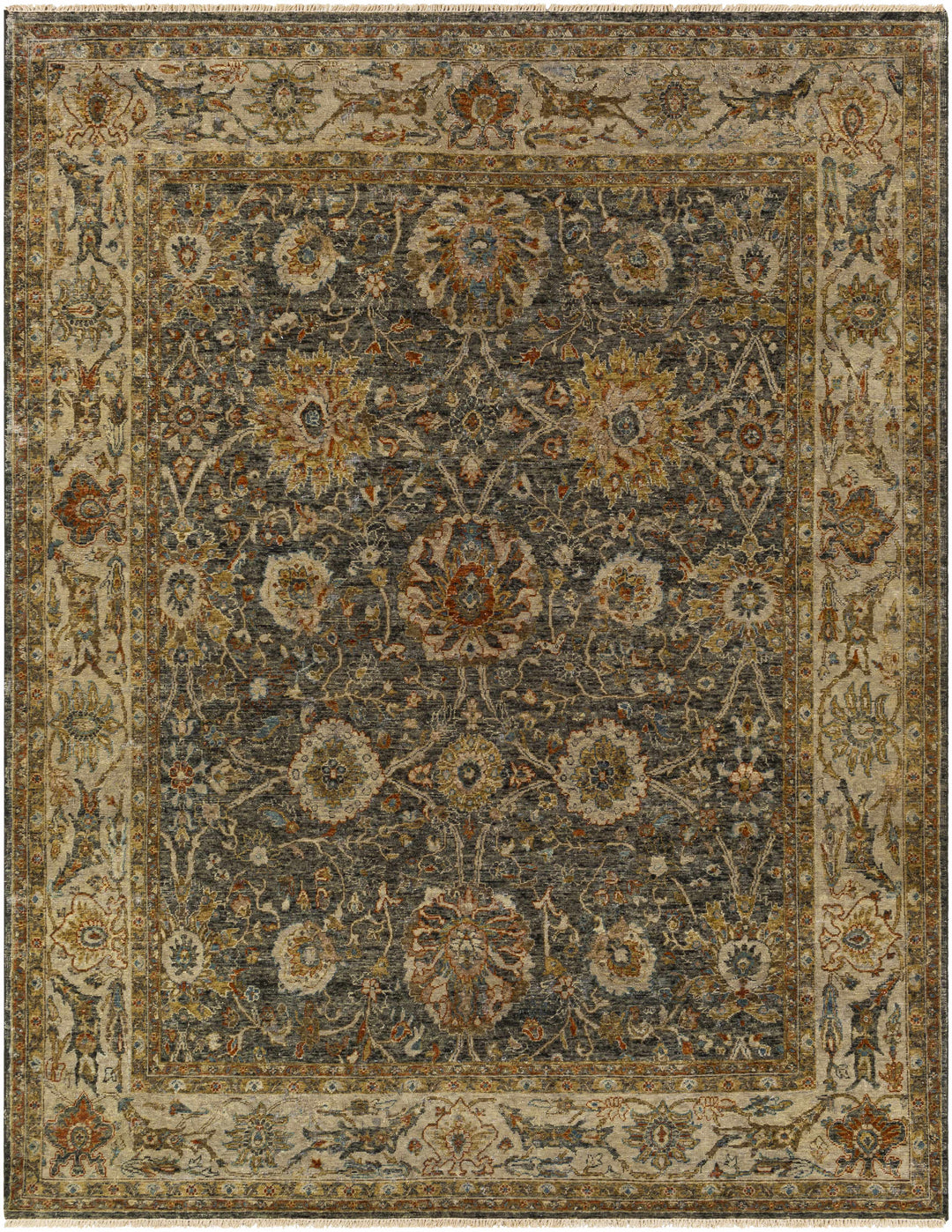 Ewhurst Beige And Charcoal Traditional Floral Design Area Rug