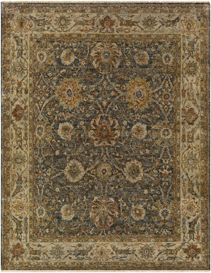 Ewhurst Beige And Charcoal Traditional Floral Design Area Rug