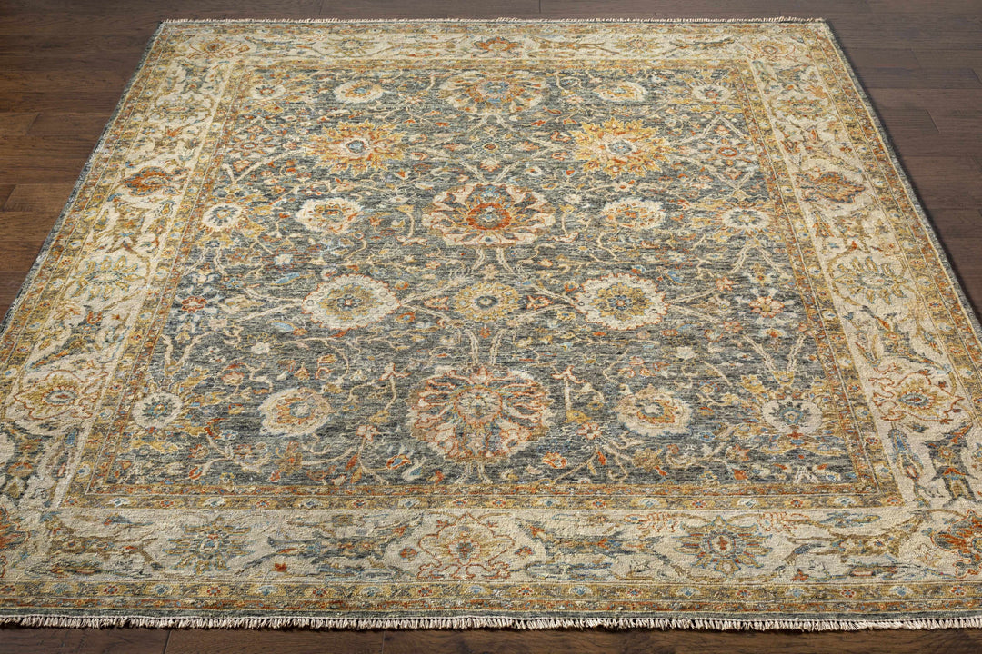 Ewhurst Beige And Charcoal Traditional Floral Design Area Rug