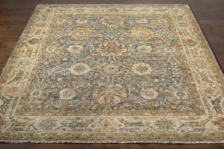 Ewhurst Beige And Charcoal Traditional Floral Design Area Rug