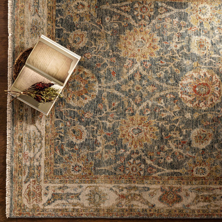 Ewhurst Beige And Charcoal Traditional Floral Design Area Rug