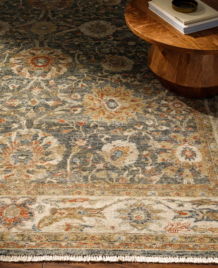 Ewhurst Beige And Charcoal Traditional Floral Design Area Rug