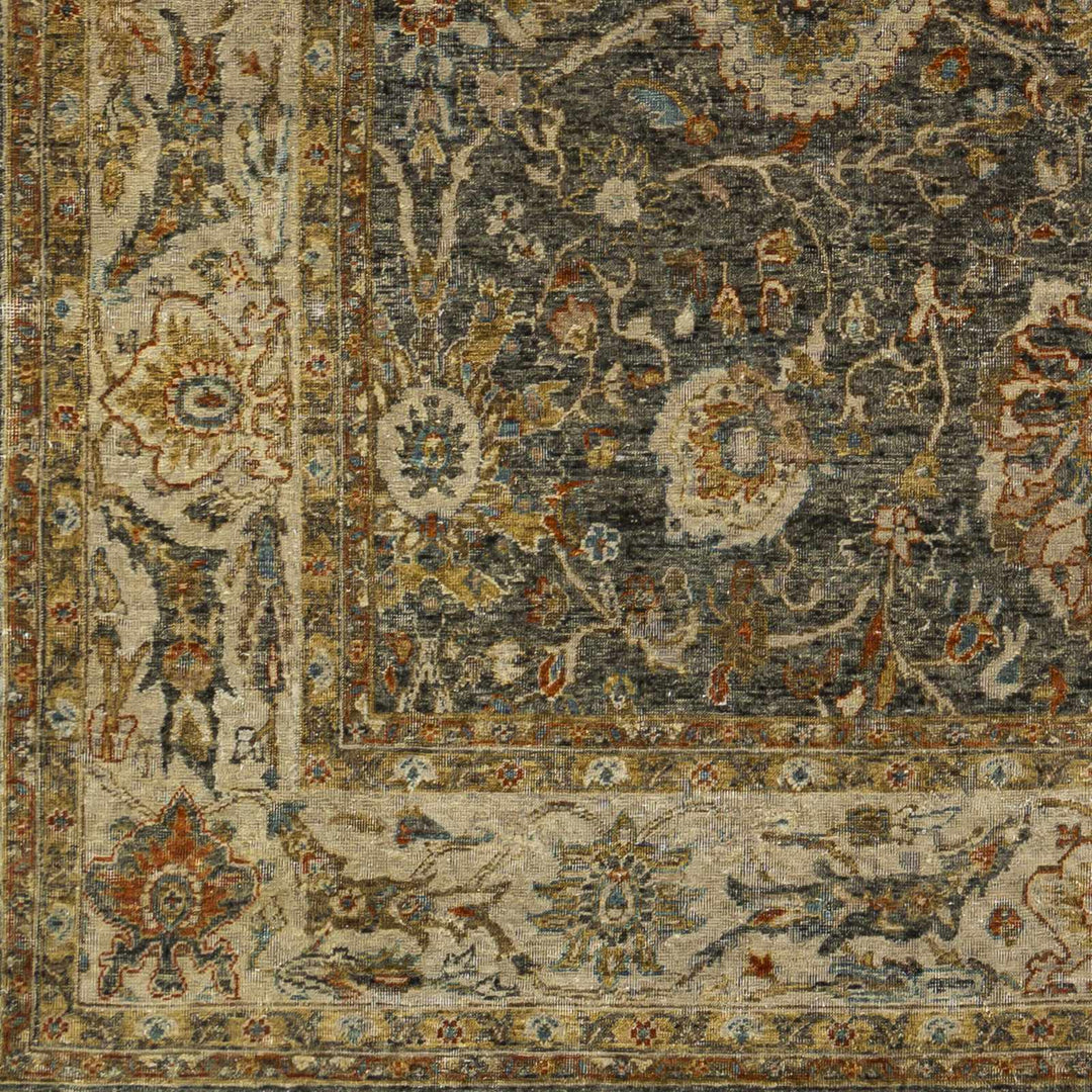 Ewhurst Beige And Charcoal Traditional Floral Design Area Rug