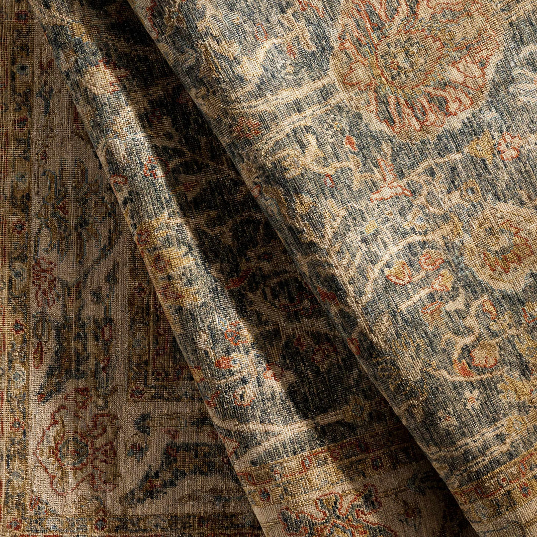 Ewhurst Beige And Charcoal Traditional Floral Design Area Rug