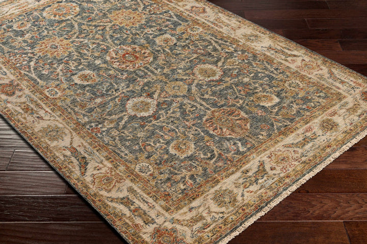 Ewhurst Beige And Charcoal Traditional Floral Design Area Rug - The Rug Decor
