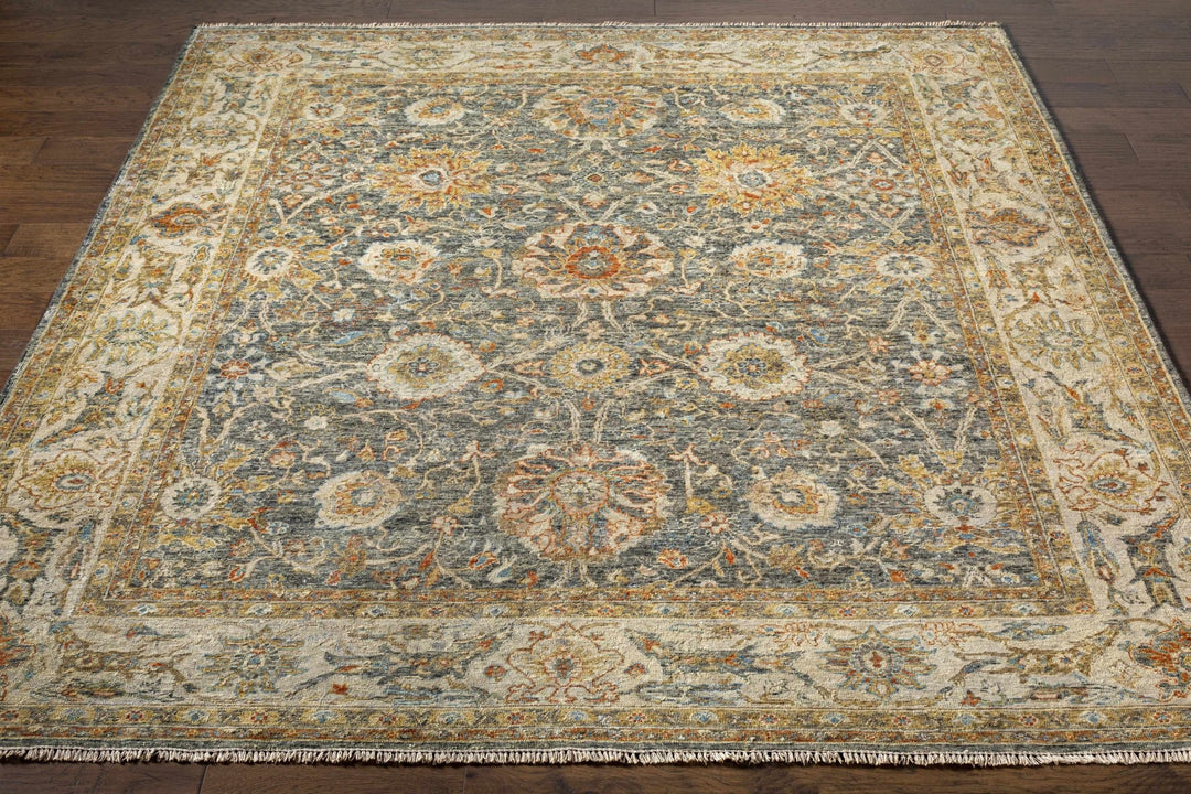 Ewhurst Beige And Charcoal Traditional Floral Design Area Rug - The Rug Decor