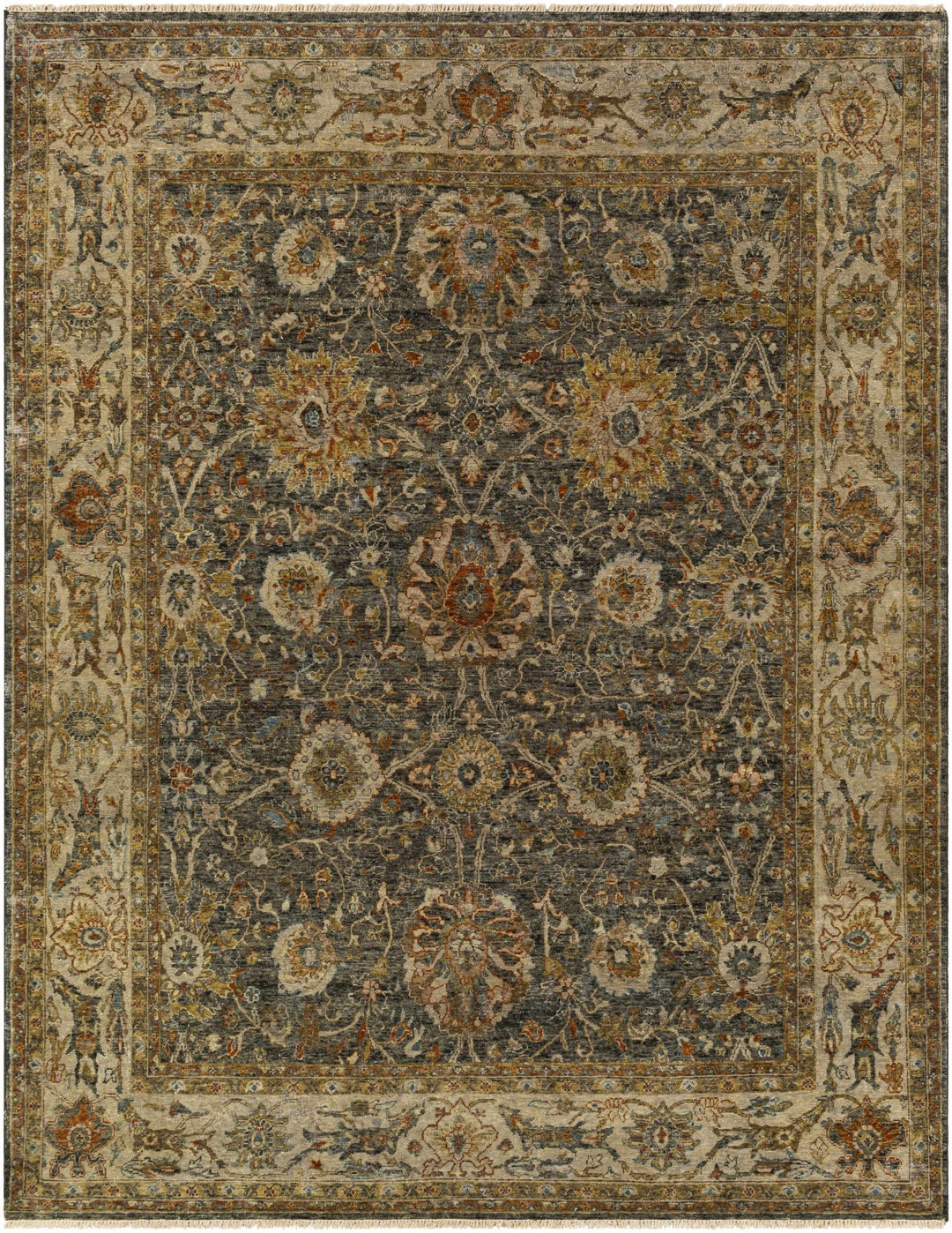 Ewhurst Beige And Charcoal Traditional Floral Design Area Rug - The Rug Decor