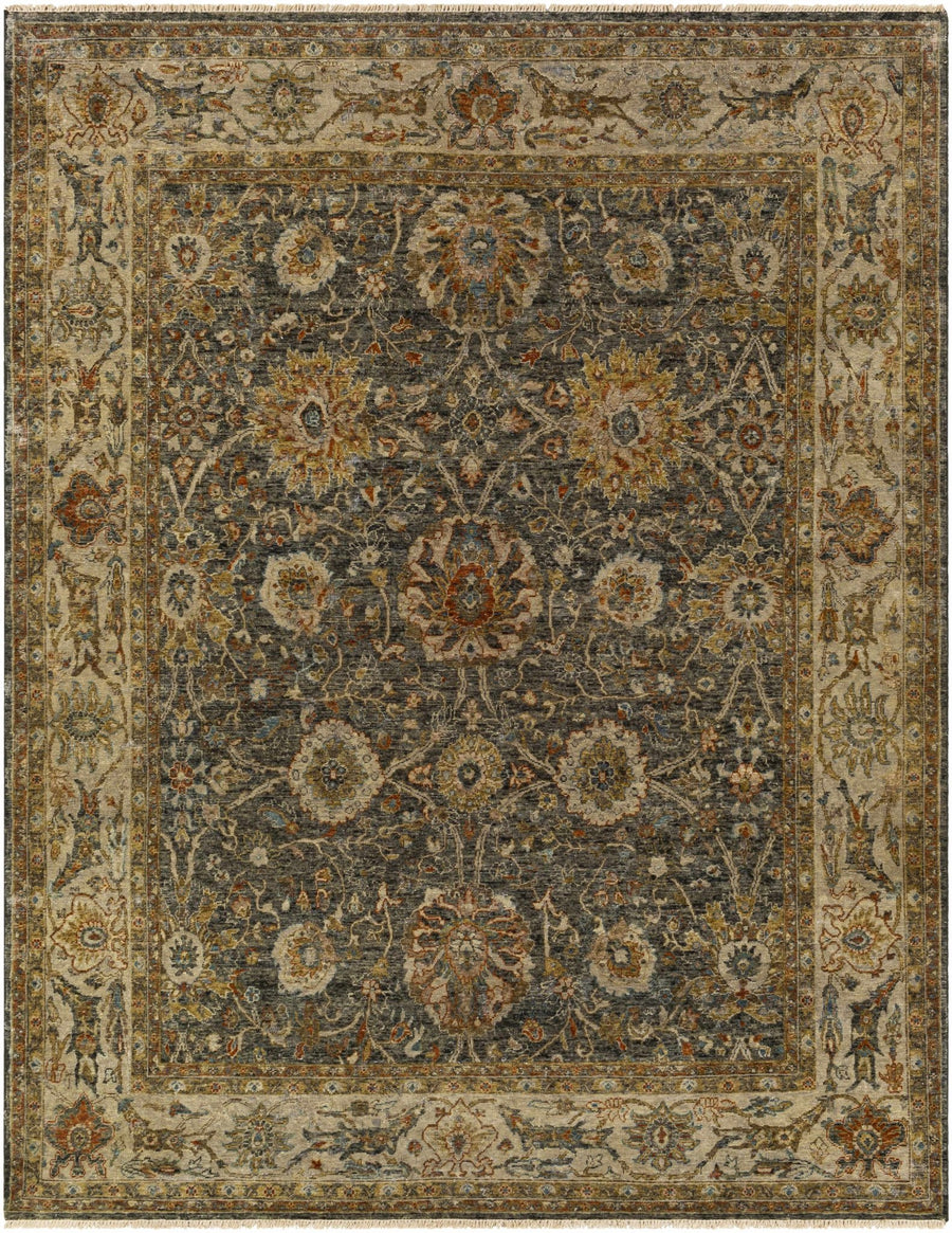 Ewhurst Beige And Charcoal Traditional Floral Design Area Rug - The Rug Decor