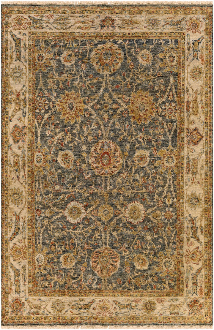 Ewhurst Beige And Charcoal Traditional Floral Design Area Rug - The Rug Decor