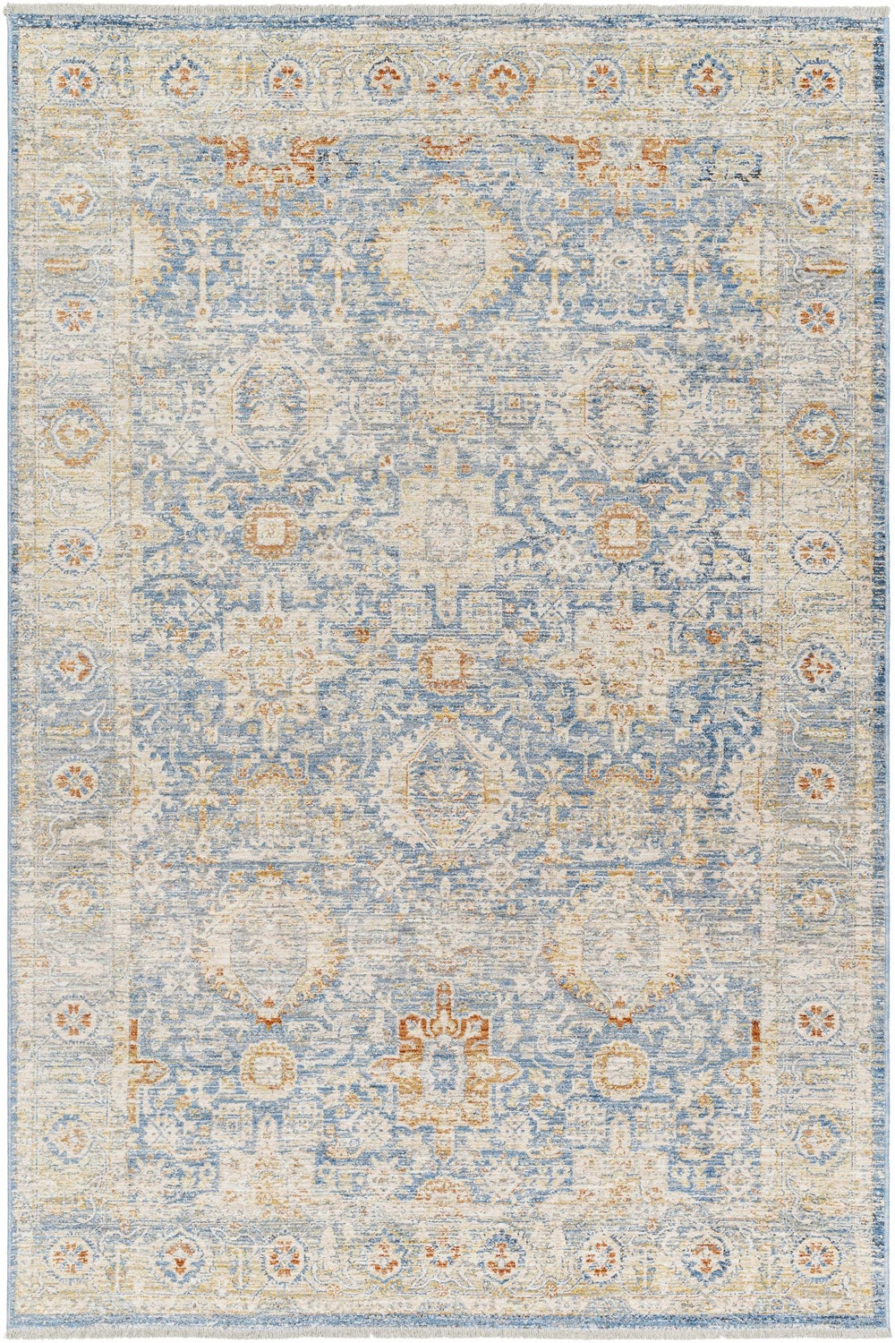 Eytan Beige And Blue Traditional Style Washed out Area Rug - The Rug Decor