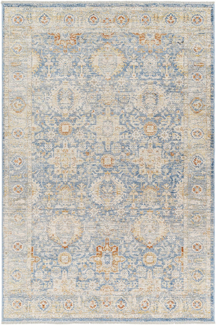 Eytan Beige And Blue Traditional Style Washed out Area Rug - The Rug Decor