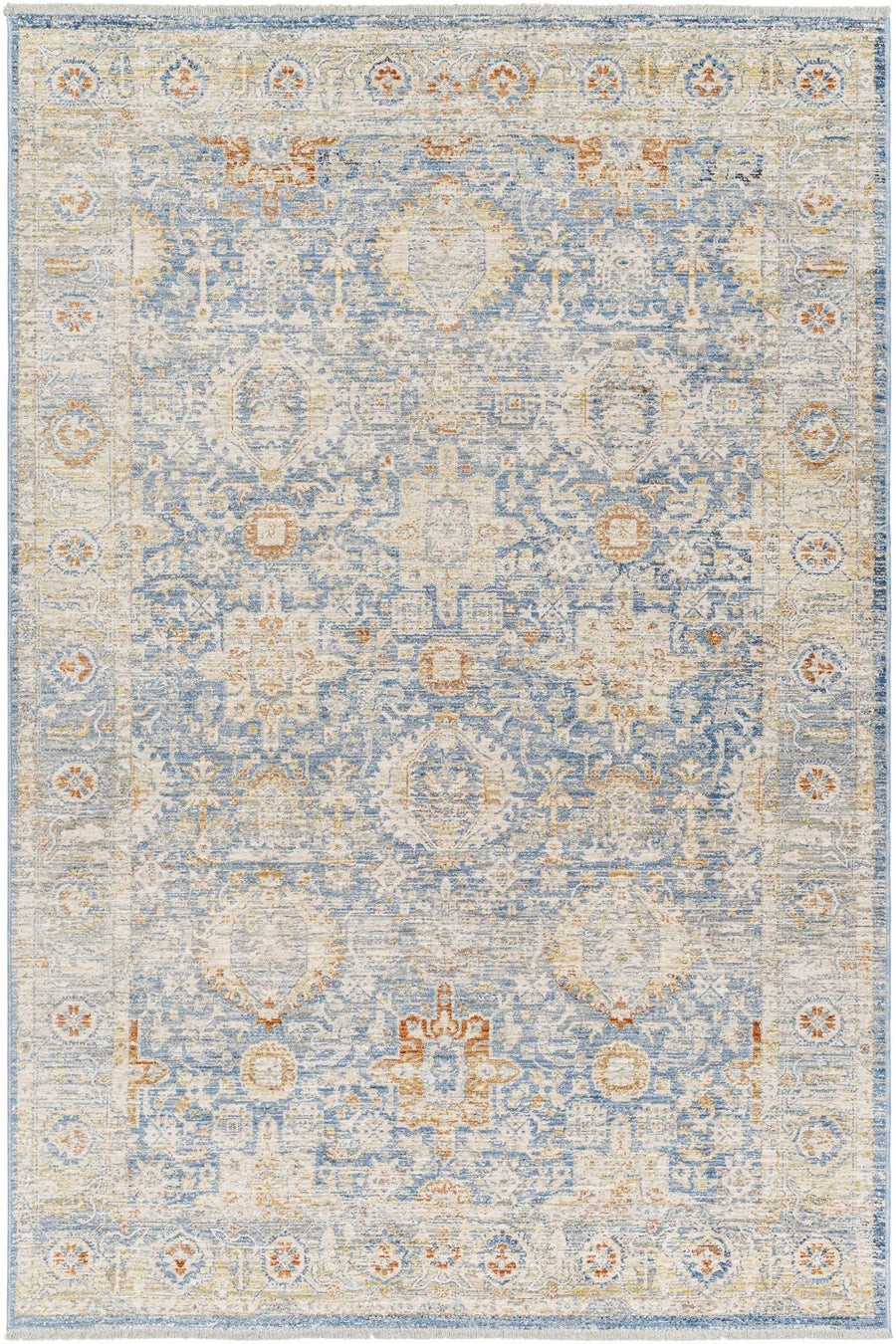 Eytan Beige And Blue Traditional Style Washed out Area Rug - The Rug Decor
