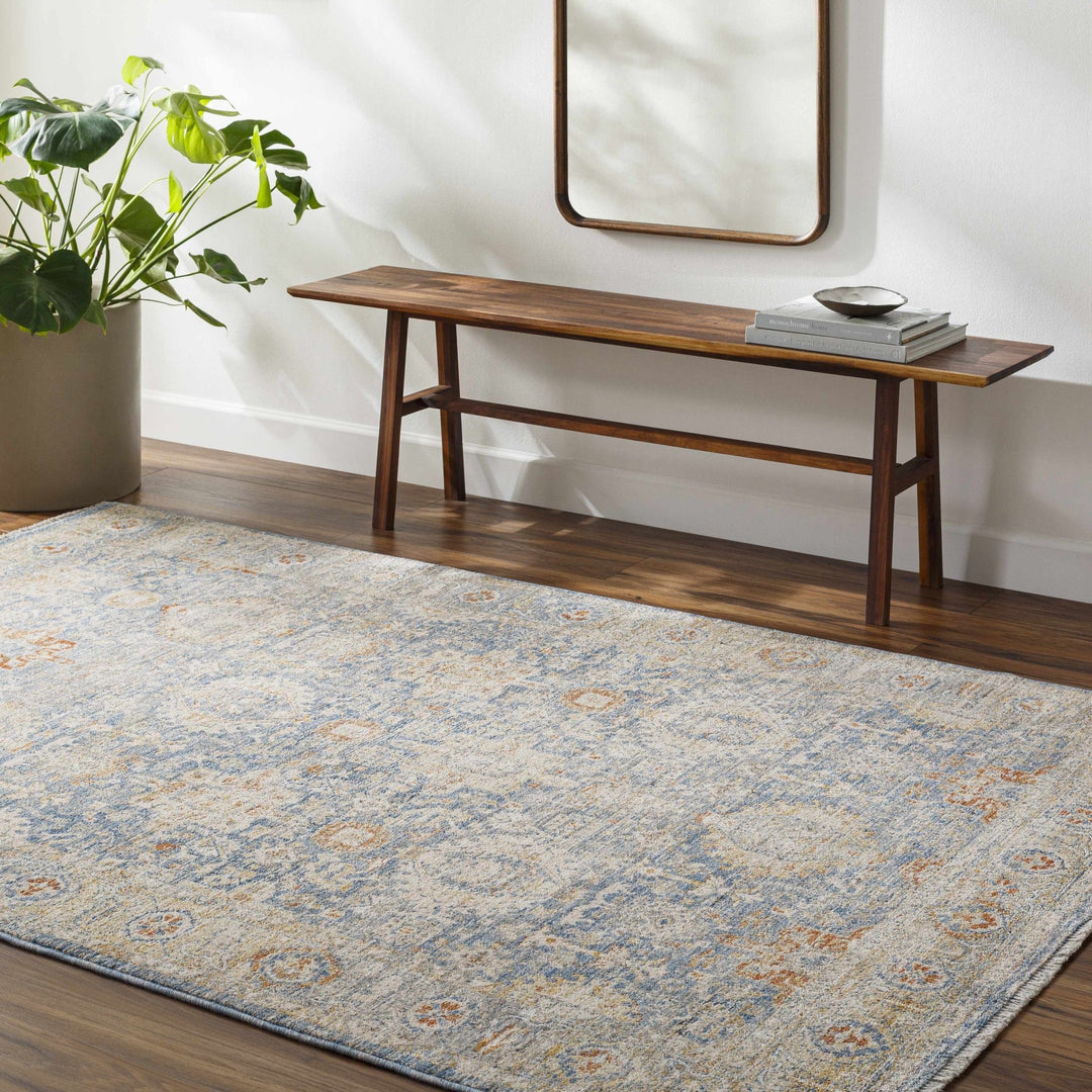 Eytan Beige And Blue Traditional Style Washed out Area Rug - The Rug Decor