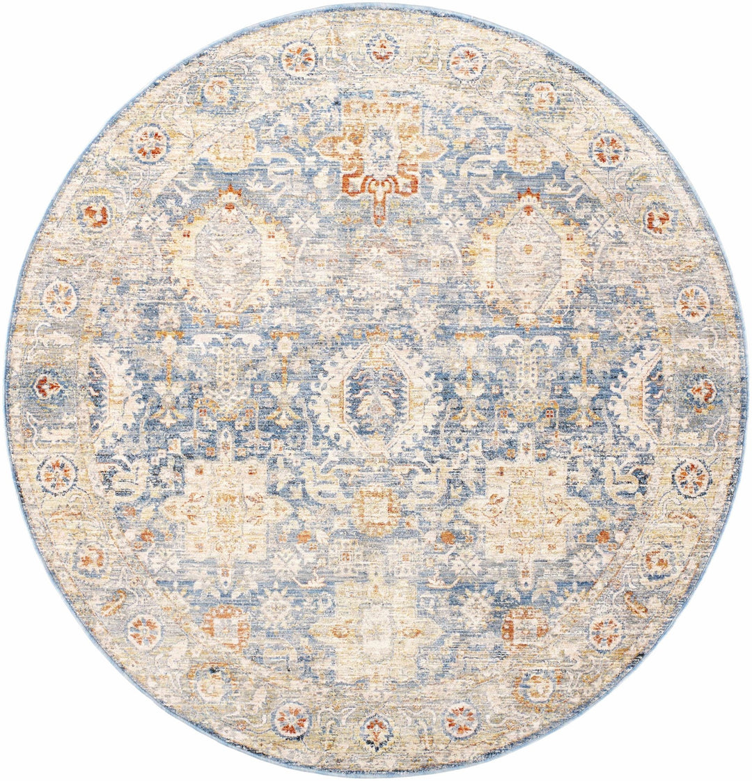 Eytan Beige And Blue Traditional Style Washed out Area Rug - The Rug Decor