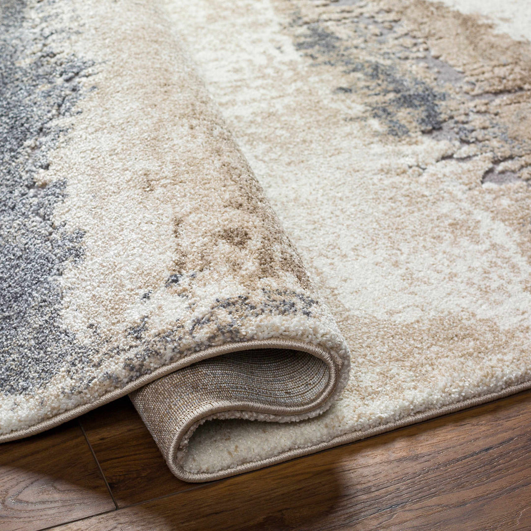 Ezell Modern Abstract Design Beige And Gray Rug
