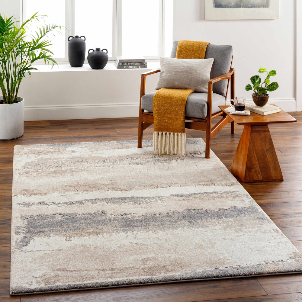 Ezell Modern Abstract Design Beige And Gray Rug - The Rug Decor