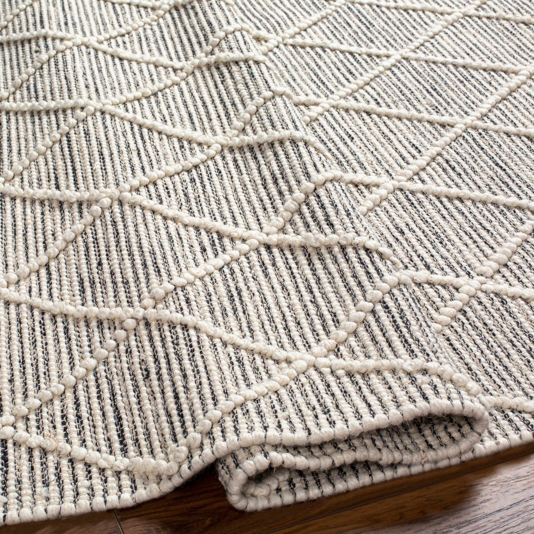 Ezria Modern Geometric Design Ivory And Black Hand Woven Wool Rug - The Rug Decor