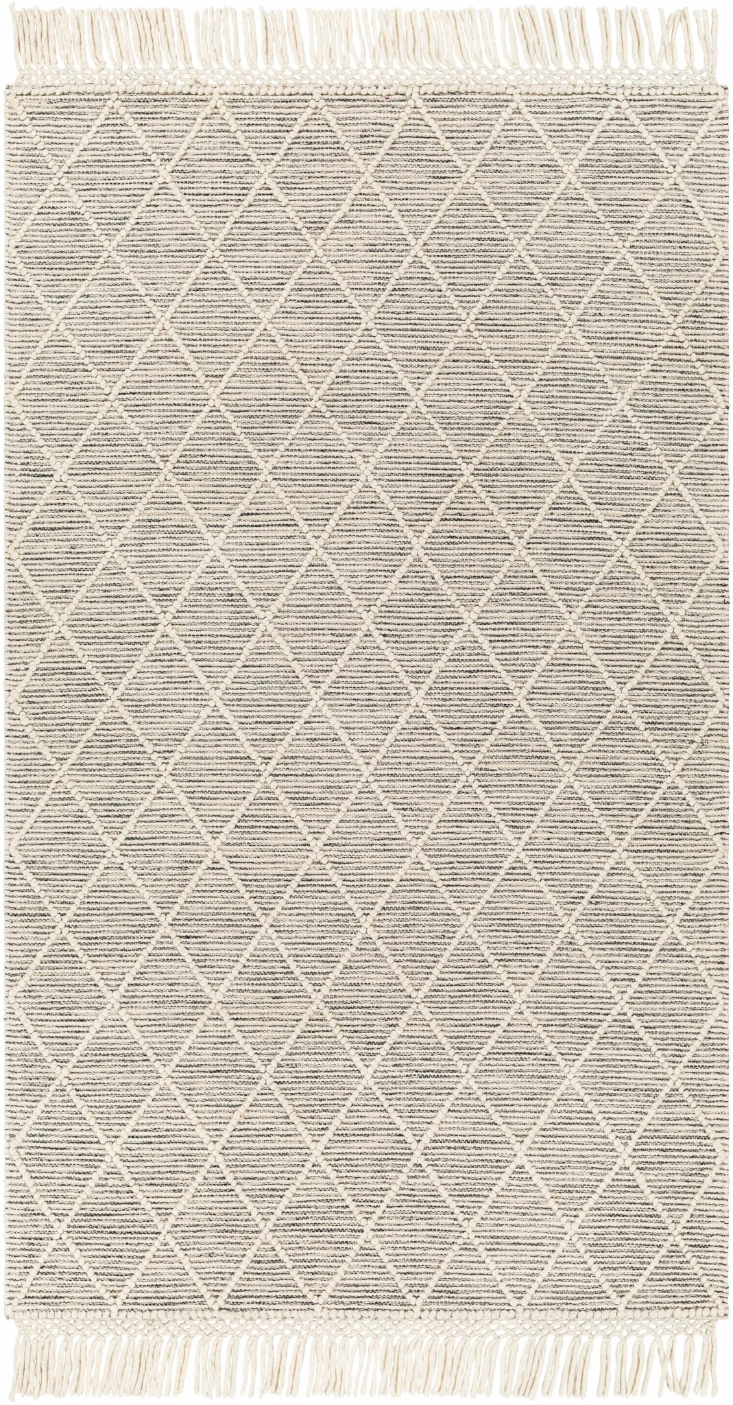 Ezria Modern Geometric Design Ivory And Black Hand Woven Wool Rug - The Rug Decor