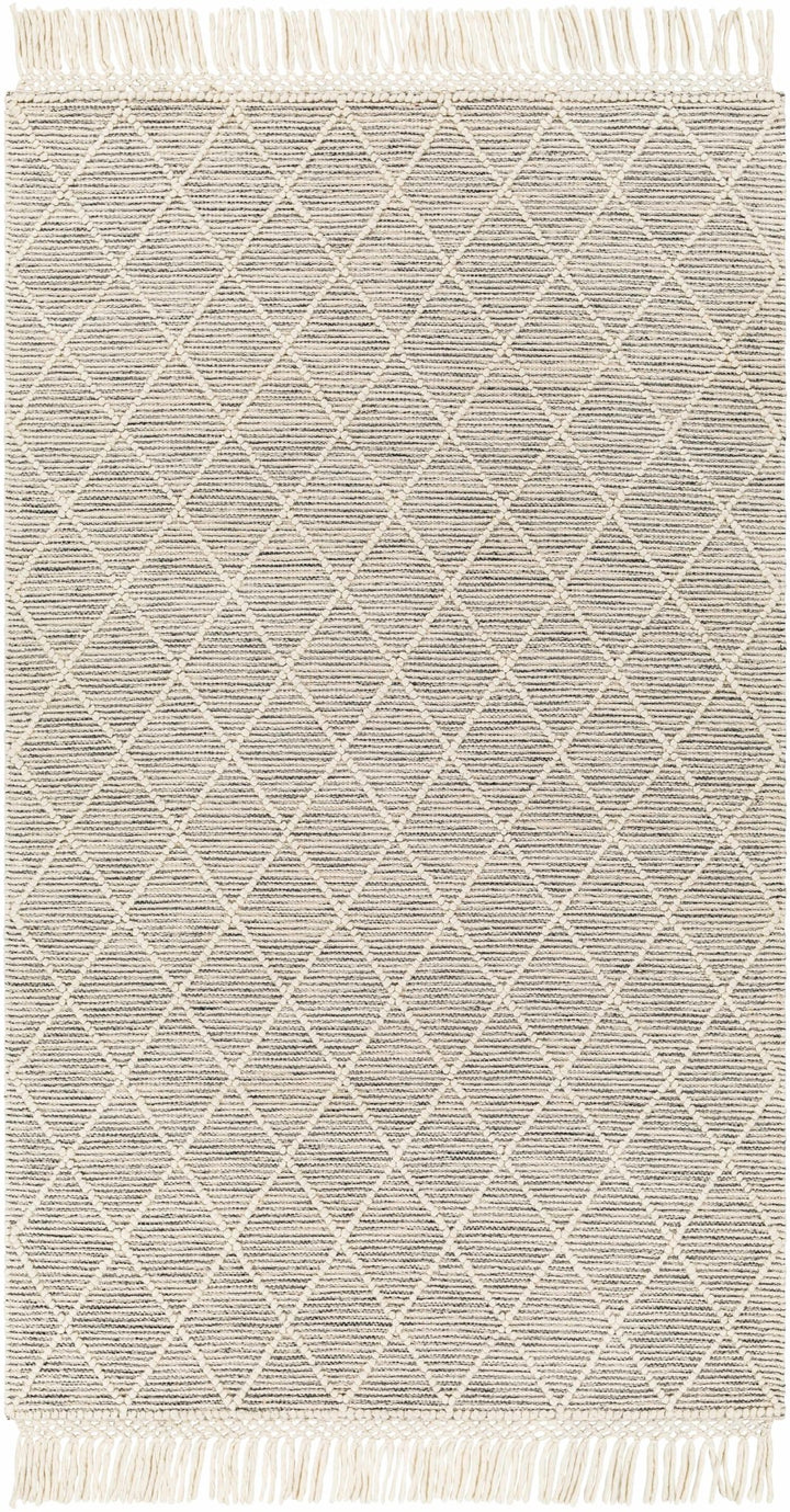 Ezria Modern Geometric Design Ivory And Black Hand Woven Wool Rug - The Rug Decor