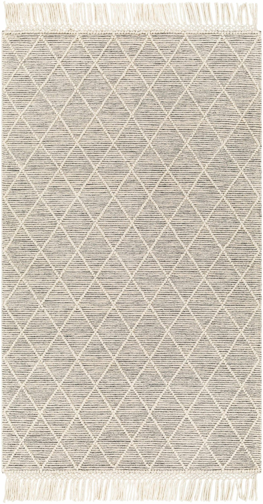 Ezria Modern Geometric Design Ivory And Black Hand Woven Wool Rug - The Rug Decor