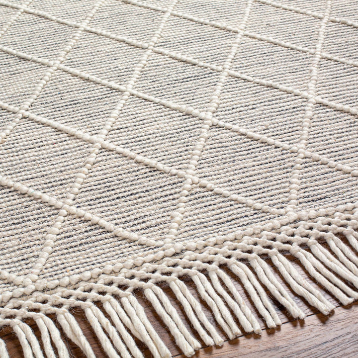 Ezria Modern Geometric Design Ivory And Black Hand Woven Wool Rug - The Rug Decor