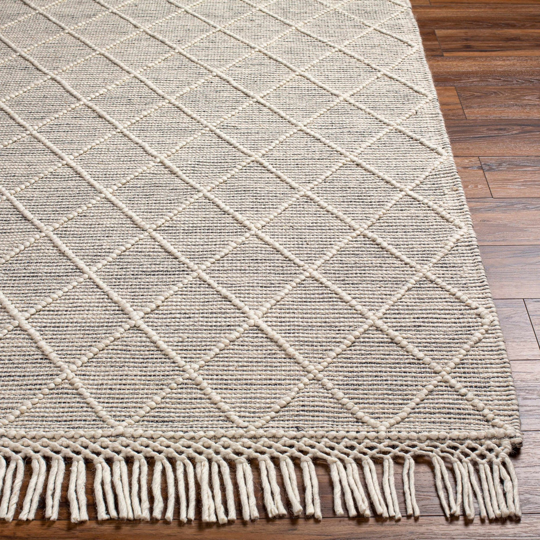 Ezria Modern Geometric Design Ivory And Black Hand Woven Wool Rug - The Rug Decor