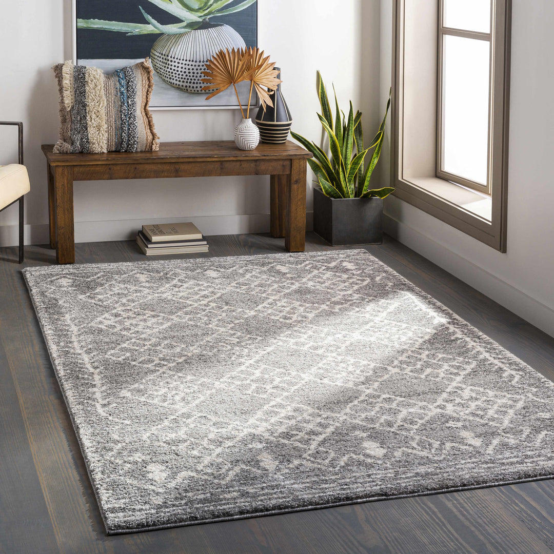 Fadden Modern Geometrical Design Gray And Ivory Area Rug