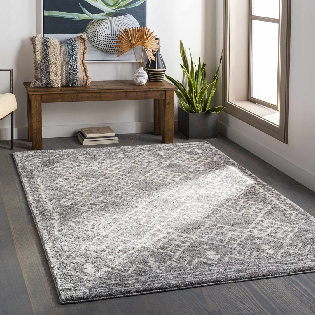 Fadden Modern Geometrical Design Gray And Ivory Area Rug - The Rug Decor
