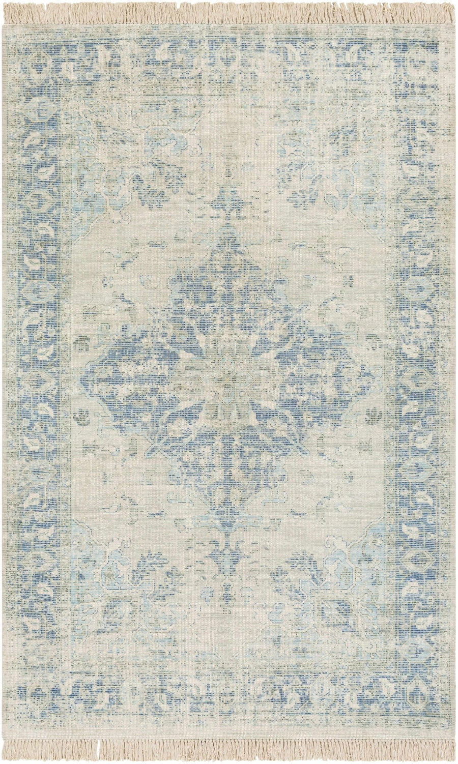 Fairlands Traditional Style Ivory And Blue Hand Woven Area Rug - The Rug Decor