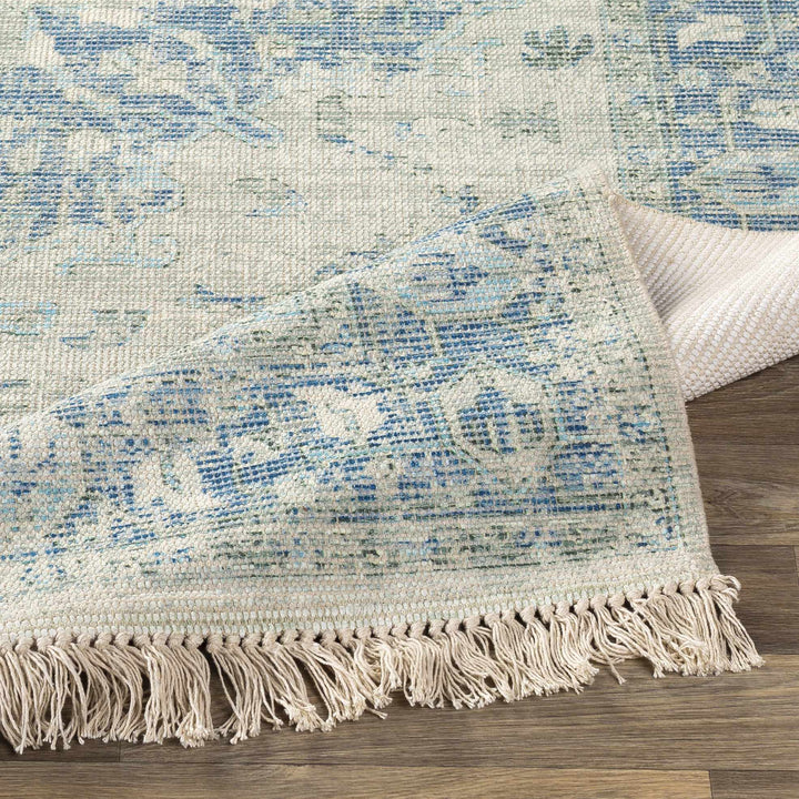 Fairlands Traditional Style Ivory And Blue Hand Woven Area Rug - The Rug Decor