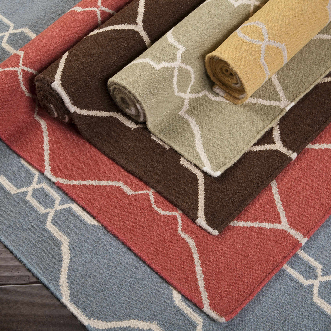 Niwot Modern Geometrical Olive Hand Woven Area Rug