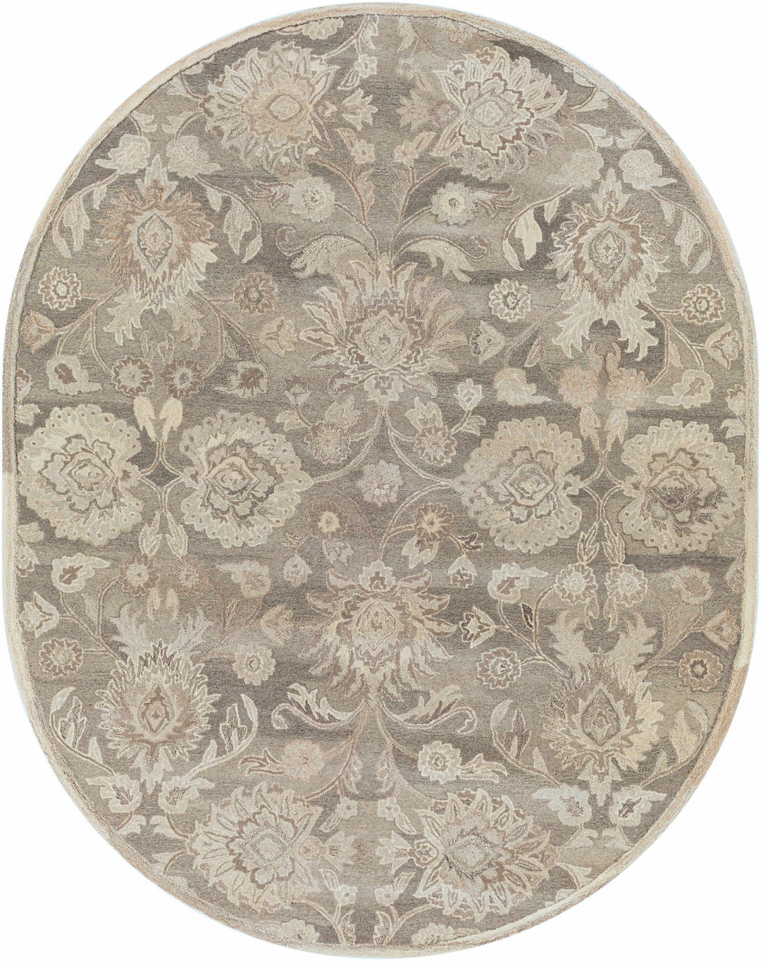 Fanrock Traditional Style Hand Tufted Ivory & Taupe Wool Rug - The Rug Decor