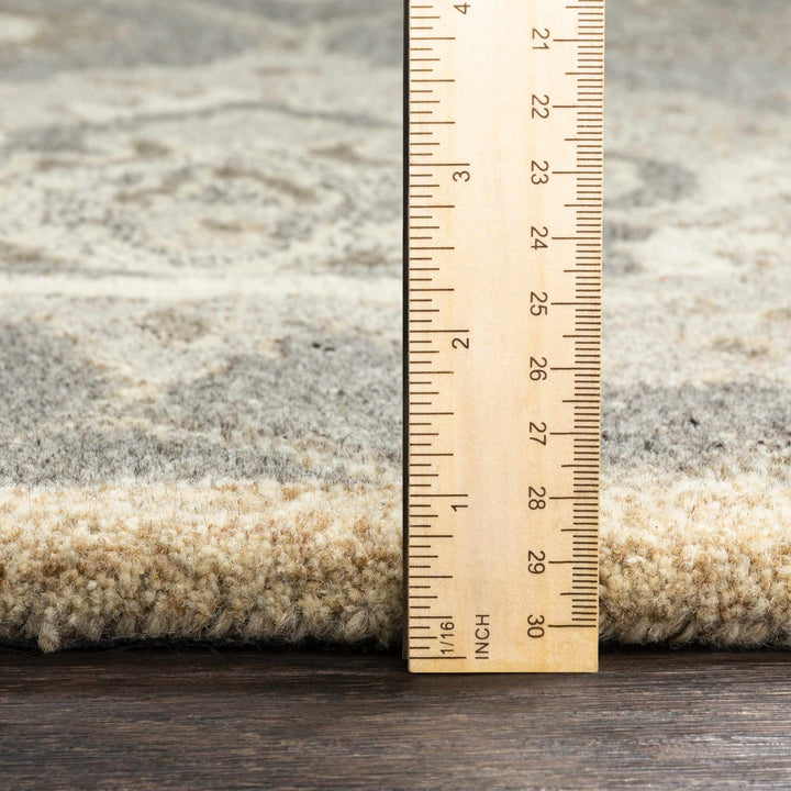 Fanrock Traditional Style Hand Tufted Ivory & Taupe Wool Rug - The Rug Decor