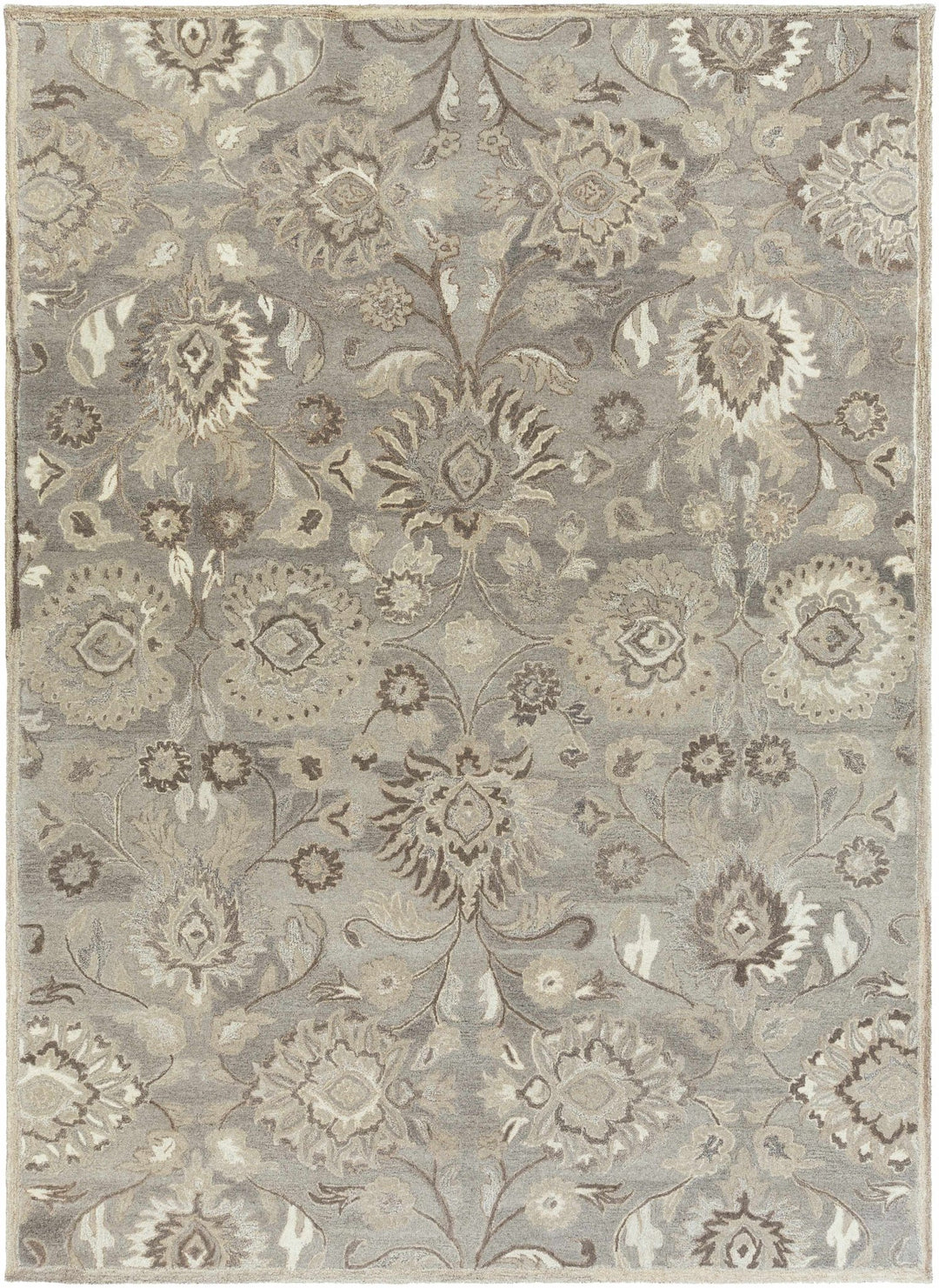 Fanrock Traditional Style Hand Tufted Ivory & Taupe Wool Rug - The Rug Decor