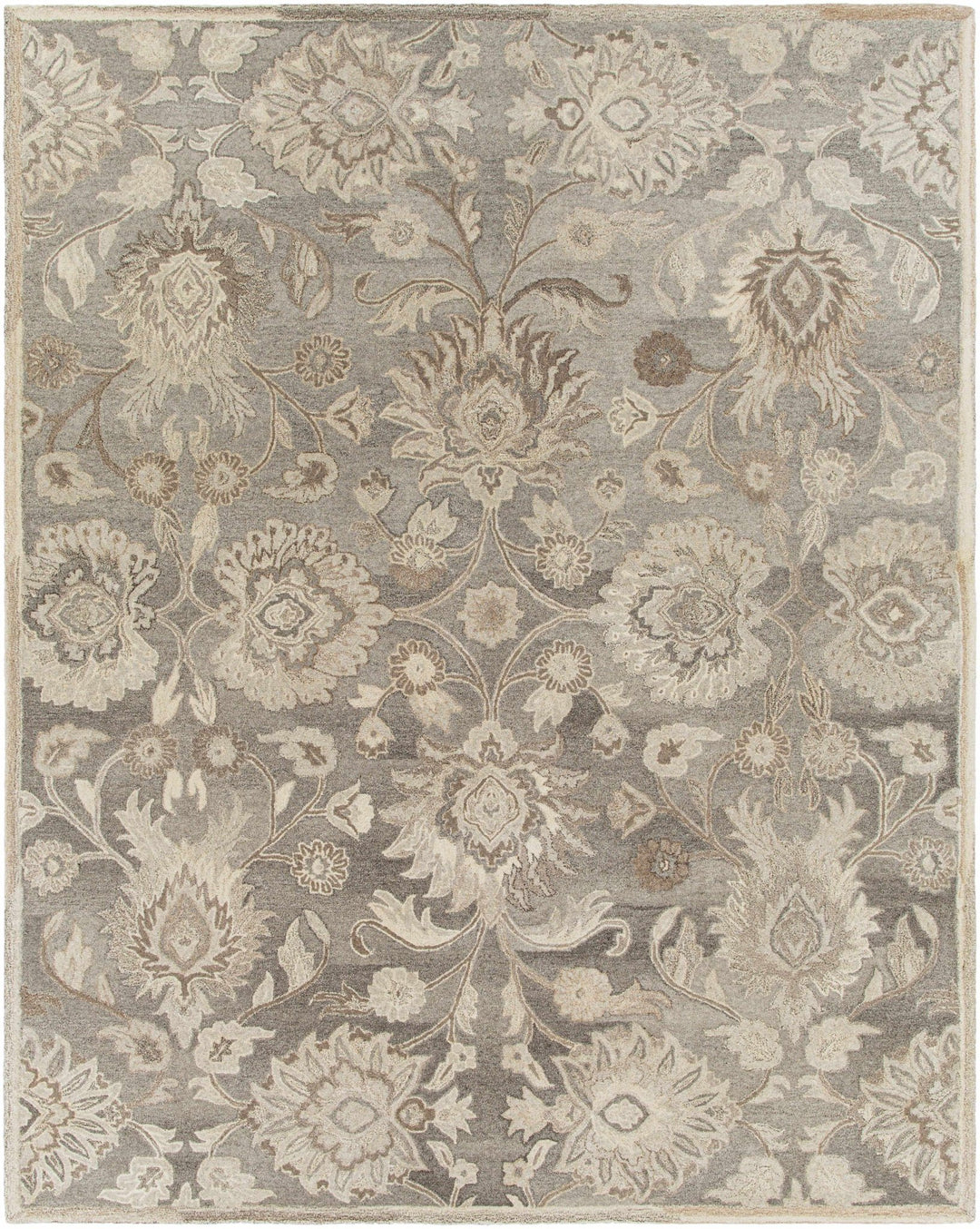 Fanrock Traditional Style Hand Tufted Ivory & Taupe Wool Rug - The Rug Decor