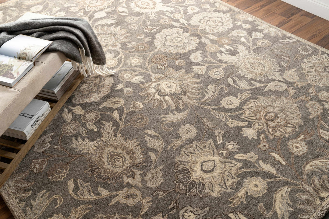 Fanrock Traditional Style Hand Tufted Ivory & Taupe Wool Rug - The Rug Decor