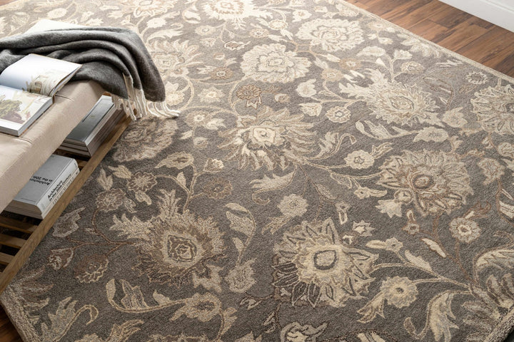 Fanrock Traditional Style Hand Tufted Ivory & Taupe Wool Rug - The Rug Decor